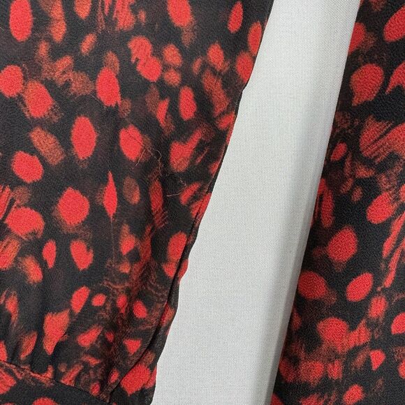 Michael Kors Chiffon Dress Black Red Size 12 Sheer Long Sleeve Lined Camisole - Picture 15 of 16